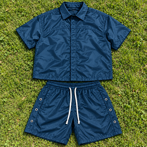 Conjunto de Dos Piezas Personalizado para Hombre, Camisa de Manga Corta de Nailon y Pantalones Cortos con Cordón, Ropa Deportiva Informal de Verano, Conjunto Deportivo al por Mayor - Product Image 3