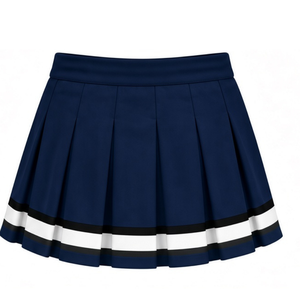 Ensemble uniforme de cheerleading bleu marine et or, chemise à manches courtes, jupe plissée, tenue de sport d'équipe, entraînement, performance, compétition - Product Image 6
