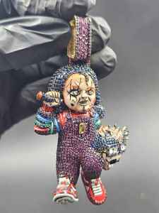Colgante Personalizado de Plata 925 con Personaje de Muñeca de Terror, Gema de Moissanita Multicolor, Joyería Fina Hip Hop, Colgantes y Dijes - Product Image 2