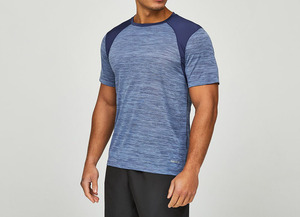 Men's Blocked Quick Dry <b>Raglan</b> Sleeve T-Shirt Regular Fit O-Neck Sporty Knitted Polyester <b>Top</b> - Product Image 3