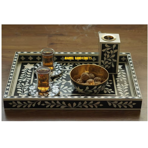 Juego de Bandejas para Quemador de Bakhoor con Incrustaciones de Hueso de Lujo |   Quemador de Incienso Árabe Hecho a Mano, Decorativo para el Hogar, Fragancia para Ramadán y Eid - Product Image 2