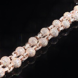 Collana Hip Hop con Catena a Sfere <span class=keywords><strong>in</strong></span> Moissanite VVS, <span class=keywords><strong>Argento</strong></span> <span class=keywords><strong>925</strong></span> Massiccio, Catena a Sfere con Moissanite Ghiacciata - Product Image 2