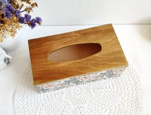 Caja de pañuelos de madera con estampado retro de mediados de siglo para interiores de estilo vintage, caja de pañuelos al por mayor - Product Image 5