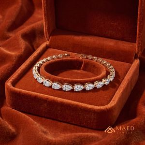 Pear Cut Moissanite Hip Hop Tennis Bracelet for <b>Men</b> Rose Gold Plated Luxury <b>Bangle</b> Gift - Product Image 3