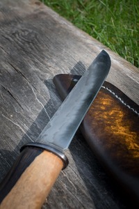 Couteau à lame pointue avec manche en bois, lame en acier au carbone, couteau de chasse à bord droit, couverts de survie en plein air - Product Image 4