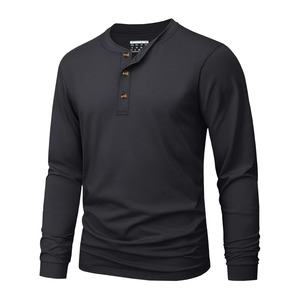 Camisetas Henley de Manga Larga para Hombre, de Algodón, con 3 Botones, Estilo Casual de Primavera, Color Sólido, Suaves y Básicas, 2026 - Product Image 1