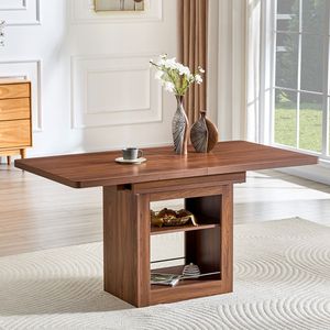 Tavolo da Pranzo Rettangolare Allungabile in Noce 150-180 cm con Spazio Contenitore e Funzione Estraibile, Tavolo da Cucina - Product Image 2