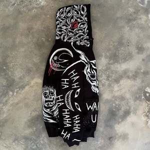 Sudadera con Capucha Negra Extra Grande para Hombre, Estilo Urbano, Diseño de Calavera de Conejo Dibujada a Mano, Estilo Graffiti, Ropa Casual de Otoño - Product Image 3