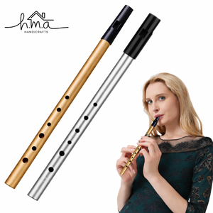 Flauta de Tin Whistle de Latón en Clave de Do, Acabado Dorado, Ligera, Instrumento Musical Clásico para Principiantes, Práctica y Regalo - Product Image 2