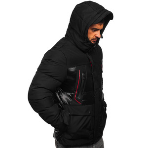 Veste d'hiver matelassée pour homme, grande taille, imperméable, chaude et épaisse, avec capuche, en toile, style vintage, fermeture éclair, duvet de canard, vente en gros - Product Image 2