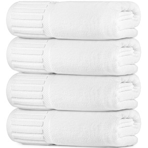 Serviette de bain en coton blanc, couleur unie, rectangulaire, tricotée, douce pour la peau, séchage rapide, écologique, pour usage domestique - Product Image 1