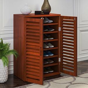 Meuble à chaussures pliant classique en bois, multi-niveaux, multifonctionnel, anti-poussière, pour entrée et salon, type autoportant - Product Image 3