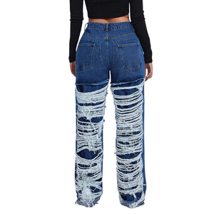 Jeans de Mezclilla para Mujer, Cintura Alta, Corte Recto, Transpirables, Largos, Desgastados, Estilo Casual Urbano Vintage, para Invierno - Product Image 2