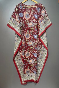 Vestido Kaftán sin Mangas de Algodón con Estampado Floral Tropical, Estilo Casual de Verano para Mujer, Inspirado en las Islas del Pacífico Asiático - Product Image 2