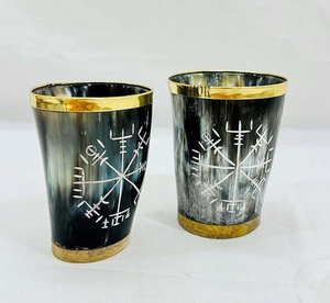 Corne à boire Viking gravée et polie, tasse artisanale en corne de buffle naturelle, logo personnalisé, corne à bière médiévale portable - Product Image 5