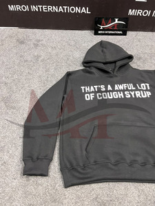 Sudadera con Capucha Personalizada de Invierno para Hombre, 100% Algodón de Alta Calidad, Corte Regular, Modelo Assali, con Estampado 'THAT'S a AWFUL LOT of COUGH SYRUP' - Product Image 3
