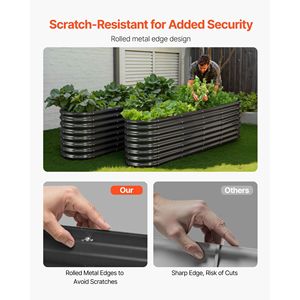 Grand bac à fleurs ovale en métal galvanisé pour jardin extérieur, 8 x 2 x 2 pieds, design à fond ouvert, pots et jardinières - Product Image 4