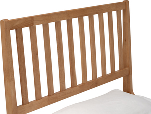 Southwestern <b>Queen</b> <b>Size</b> Wood <b>Bed</b> Frame Minimalist Vertical Slat Headboard Natural Oak Finish Platform <b>Bed</b> Bedroom Furniture - Product Image 3