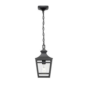Moderno 14.5 'luce pendente esterna E26 presa trasparente in vetro fattoria lampadario in metallo nero per Patio anteriore Entryway-1 del portico - Product Image 2