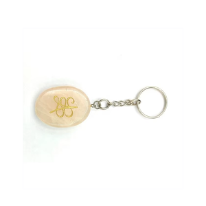 Porte-clés en cristal de haute qualité, quartz rose, avec symboles Money Switch Word et Zibu, cadeaux pour femmes, vente en gros - Product Image 4