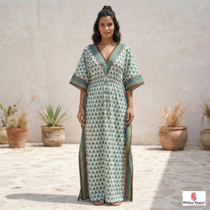 Custom Printed <b>Kaftan</b> Dress Women Loose Comfortable <b>Summer</b> Beach Wear Soft Fabric Trendy Style Bulk Supply - Product Image 1