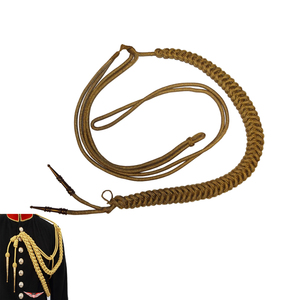Red <b>Braided</b> Metallic <b>Cord</b> With Brass Tip For Garment - Product Image 4