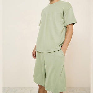 Ensemble décontracté 2 pièces pour homme en tissu doux de qualité supérieure, respirant, grandes tailles, prix de gros, ensemble personnalisé uni pour homme - Product Image 2