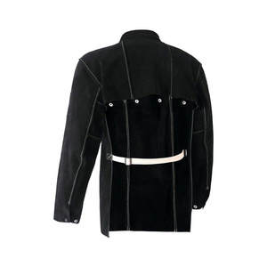 Veste de sécurité réfléchissante en cuir de vachette fendu, résistante aux flammes, pour la lutte contre les incendies, avec tablier à dos ouvert et manches cape pour le soudage - Product Image 5