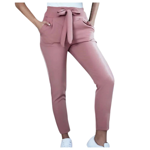 Pantalon mi-long en toile uni pour femme, léger, respirant, de qualité supérieure, tendance, personnalisable, coupe ajustée, vente en gros - Product Image 4