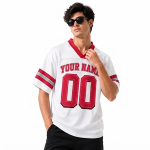 Custom Team Football Jersey Performance Mesh Sports <b>Shirt</b> 100% <b>Polyester</b> Heat Transfer Printed OEM Private Label Manufacturer - Product Image 1