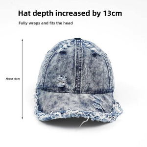 Vintage Distressed Denim Baseball Cap Custom Embroidered Logo Adjustable Cotton <b>Dad</b> <b>Hat</b> Washed Retro Streetwear Bulk Wholesale - Product Image 5