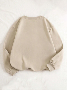 Sudadera Oversize de Cuello Redondo para Mujer, Color Sólido, Hombros Caídos, Tejido de Algodón Transpirable, Ropa de Otoño - Product Image 1