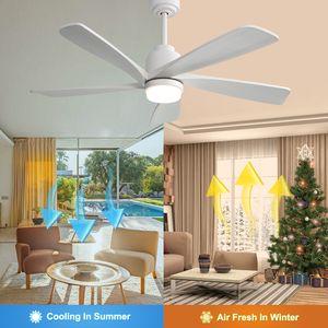Ventilatore da Soffitto Moderno da 52 Pollici con Luce LED Dimmerabile e Telecomando Intelligente, 5 Pale in Legno Massello, Motore DC Reversibile - Product Image 6