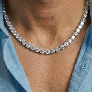 Collar de tenis de moissanita para hombre, corte brillante redondo, engaste en canal, 3mm 4mm 5mm 6mm, lujo para uso diario, plata 925 - Product Image 3