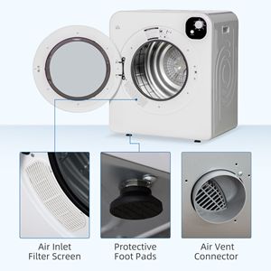 Asciugatrice Elettrica Portatile da 1300W, 3.22 Cu. Ft. Ft. Asciugatrice Compatta per Appartamenti e Dormitori con 7 Modalità di Asciugatura - Product Image 6
