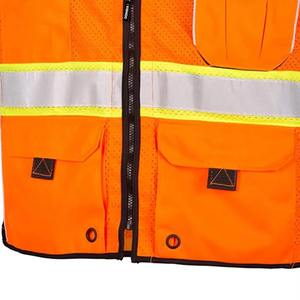 High Visibility Safety Vest Unisex Polyester Workwear with Reflective Stripes and Multiple Pockets - Product Image 2