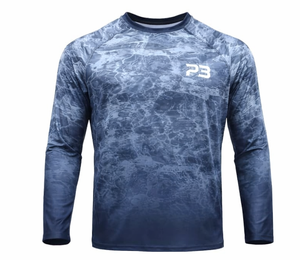 Camisa de Pesca con Protección UV para Hombre, Camuflaje Azul, Manga Larga, Poliéster de Alto Rendimiento, Logotipo Personalizado - Product Image 1