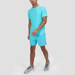 Conjunto Deportivo de Verano para Hombre, Corte Ajustado, Casual, Color Sólido, Manga Corta, Cuello Redondo, Spandex/Algodón, Secado Rápido, Camiseta y Pantalones Cortos - Product Image 2