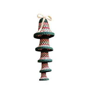 Décoration de Noël artisanale en jacinthe d'eau tressée en forme de cloche empilée, pendentif en osier fait main pour fêtes - Product Image 1