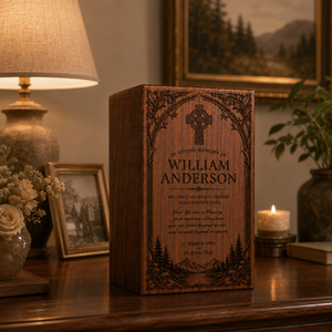 Personalized Wooden <b>Memorial</b> <b>Box</b> Resin Urn Keepsake Cremation Ash Holder Decorative Remembrance Gift - Product Image 6