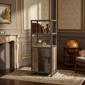 Apino Durable Eco-Friendly Scandinavian Modern Small <b>Solid</b> <b>Wood</b> Freestanding <b>Bookcase</b> Door Open Shelf Living Room Home Office - Product Image 1