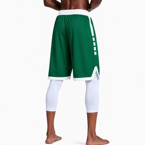 Custom mens green white stripe basketball shorts quick dry gym <b>athletic</b> shorts breathable lightweight regular fit sports shorts - Product Image 2
