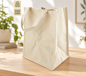 Sac fourre-tout en coton style Tesco (60% recyclé mélangé à 40% RPET) - 27x41x10 cm Couleur Pantone personnalisée Logo sur mesure Qualité export - Product Image 4