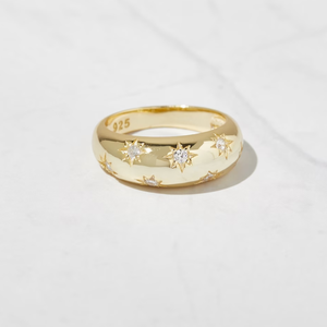 Anillo de plata 925 chapado en oro con estrella y diamante Moissanite, anillo de moda para mujer, regalo para fiesta de bodas, joyería fina - Product Image 1