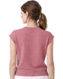 Suéter de Punto sin Mangas Rosa Personalizado para Mujer, Bordado Floral, Cuello Redondo, Suave, Ligero, Informal, Chaleco de Verano, Top Elegante de Moda - Product Image 4