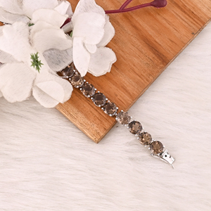 Luxury Natural Smoky Quartz 925 Sterling Silver Tennis <b>Bracelet</b> Jewelry for Unisex - Product Image 3