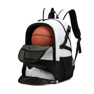 Sac à dos de sport blanc pour le basketball avec poche inférieure pour chaussures et compartiment pour ballon, sac de sport durable pour jeunes, hommes et femmes - Product Image 1