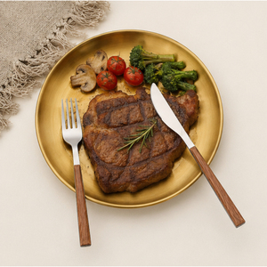 Juego de Cubiertos Modernos Minimalistas con Mango de Madera, Cubiertos de Acero Inoxidable Plateados para el Hogar y Bodas, Vajilla Pulida a Espejo - Product Image 4