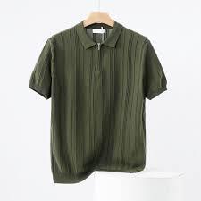 เสื้อโปโลผู้ชายแบบถักลายแนวตั้งระดับพรีเมียม |   เสื้อแจ็คเก็ตแบบซิปครึ่งตัว ผลิตจากผ้าตาข่ายระบายอากาศ |   เสื้อแขนสั้นคุณภาพสูงสำหรับการแสดง - Product Image 3