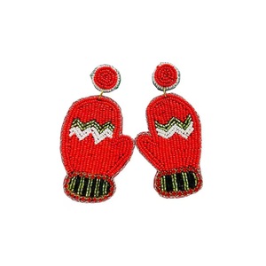 Pendientes de guante de boxeo hechos a mano con cuentas, pendientes largos con borlas de patrón retro, pendientes colgantes coloridos con cuentas en forma de lágrima para - Product Image 1